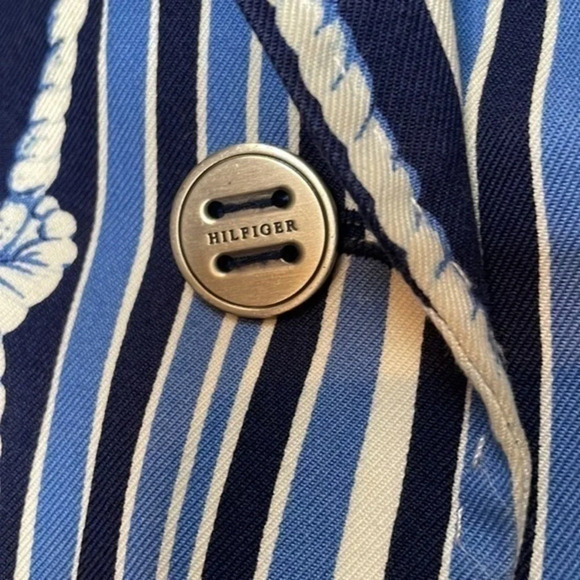 Tommy Hilfiger Blue Beige Women's Nautical Chain Rope Print Blazer Size 10 - Picture 5 of 15